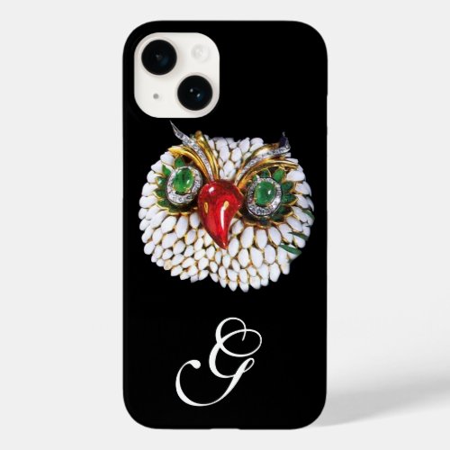 JEWEL OWL MONOGRAM GoldGreen Emerald opale Case_Mate iPhone 14 Case