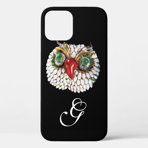 JEWEL OWL MONOGRAM GoldGreen Emerald opale iPhone 12 Case
