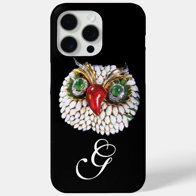 JEWEL OWL MONOGRAM ,Gold,Green Emerald ,opale Case-Mate iPhone Case (Back)