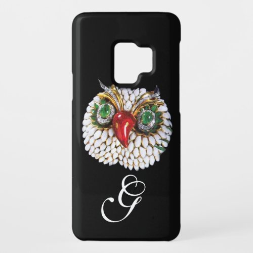 JEWEL OWL MONOGRAM GoldGreen Emerald opale Case_Mate Samsung Galaxy S9 Case