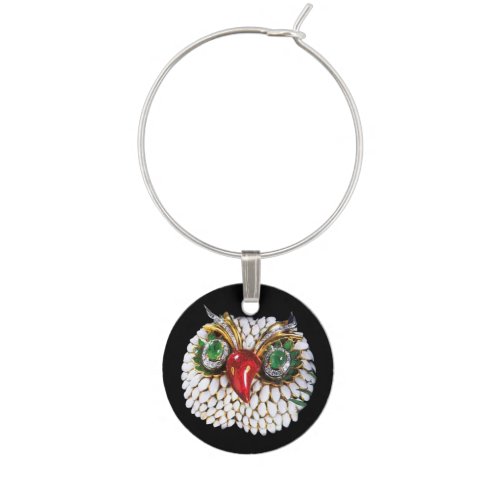 JEWEL OWL WINE GLASS CHARM