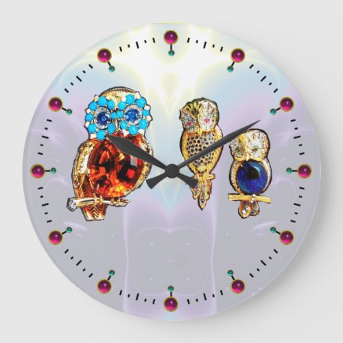 JEWEL OWLS GoldBlue Turquase topaz Large Clock