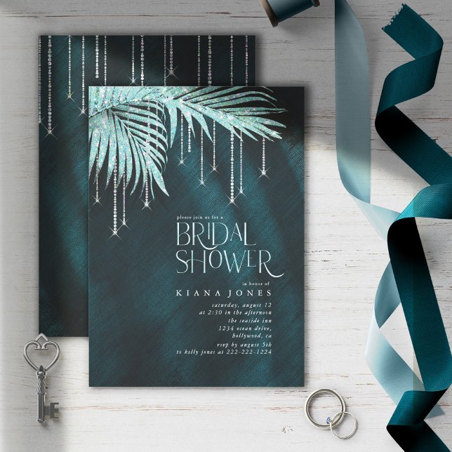 Jewel Palm Leaf Bridal Shower Teal ID830 (Creator Uploaded)
