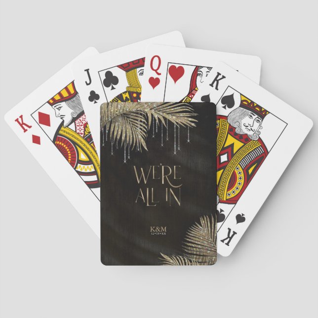 Jewel Palm Leaf Wedding All In Gold ID830 Poker Cards (Back)