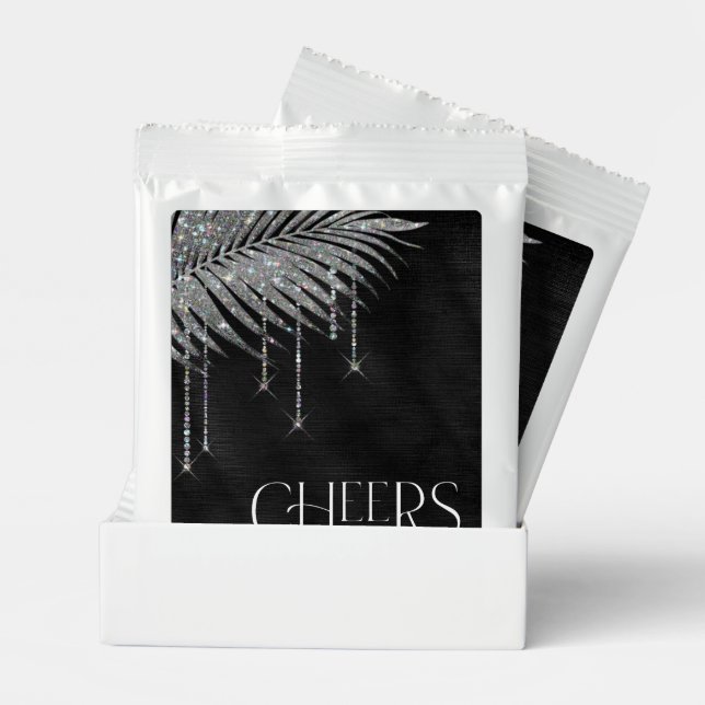 Jewel Palm Leaf Wedding Cheers Silver ID830 Margarita Drink Mix (Pair)