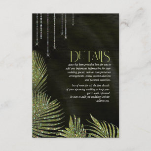 Jewel Palm Leaf Wedding Details Green ID830 Enclosure Card