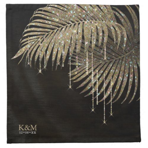 Jewel Palm Leaf Wedding Gold ID830 Cloth Napkin
