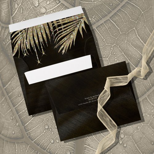Jewel Palm Leaf Wedding Gold ID830 Envelope