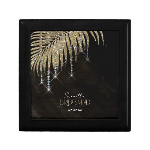Jewel Palm Leaf Wedding Gold ID830 Gift Box