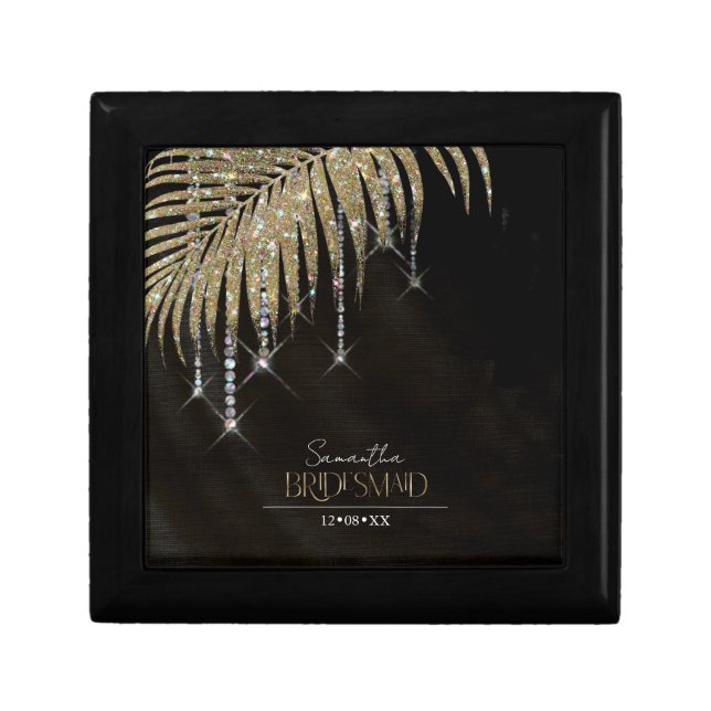 Jewel Palm Leaf Wedding Gold ID830 Gift Box (Front)