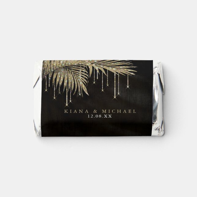 Jewel Palm Leaf Wedding Gold ID830 Hershey's Miniatures (Front)