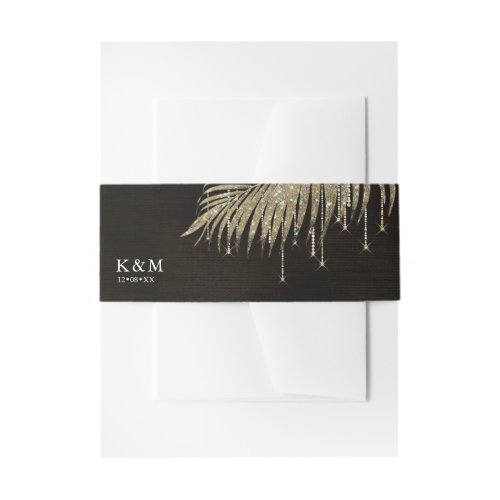 Jewel Palm Leaf Wedding Gold ID830 Invitation Belly Band