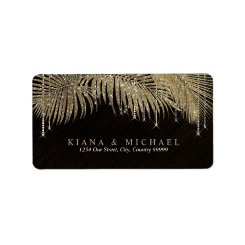 Jewel Palm Leaf Wedding Gold ID830 Label