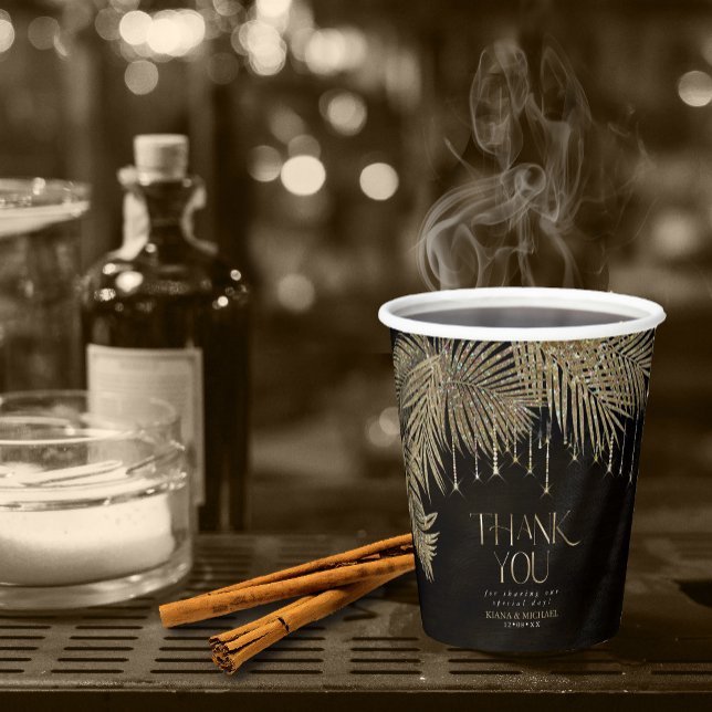 Jewel Palm Leaf Wedding Gold ID830 Paper Cups (Creator Uploaded)