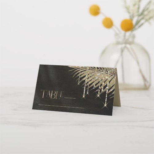 Jewel Palm Leaf Wedding Gold ID830 Place Card