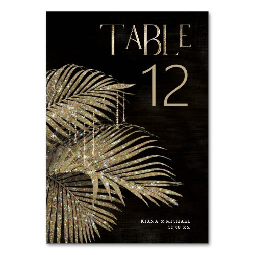 Jewel Palm Leaf Wedding Gold ID830 Table Number