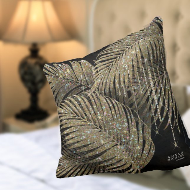 Jewel Palm Leaf Wedding Gold ID830 Throw Pillow (Creator Uploaded)