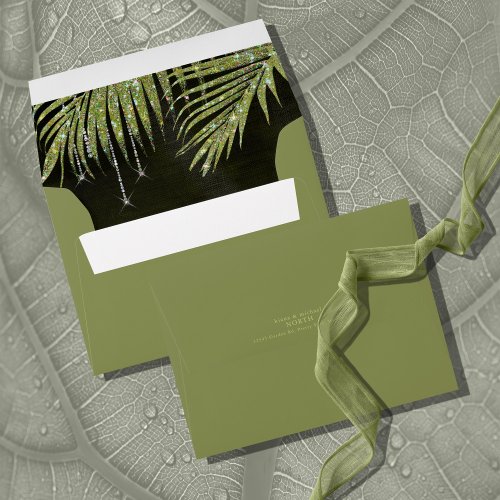 Jewel Palm Leaf Wedding Green2 ID830 Envelope