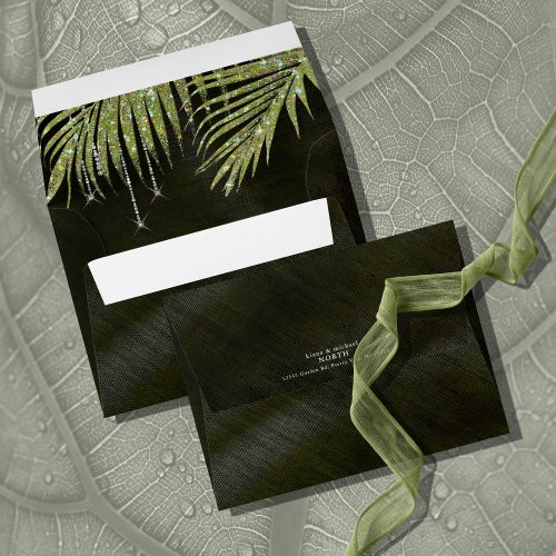 Jewel Palm Leaf Wedding Green ID830 Envelope