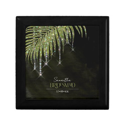 Jewel Palm Leaf Wedding Green ID830 Gift Box