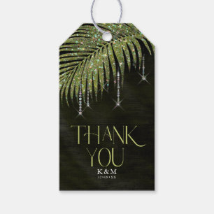 Jewel Palm Leaf Wedding Green ID830 Gift Tags