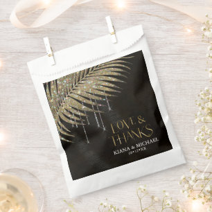 Jewel Palm Leaf Wedding Love Thanks Gold ID83 Favor Bag