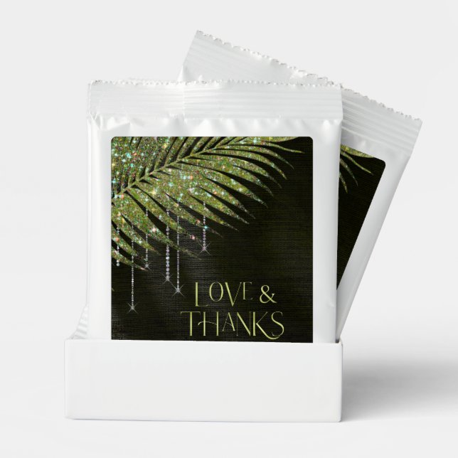 Jewel Palm Leaf Wedding Love Thanks Green ID830 Margarita Drink Mix (Pair)