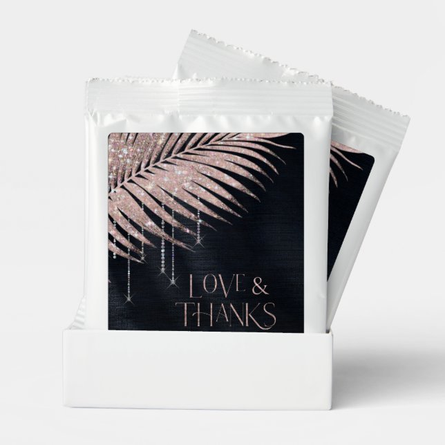 Jewel Palm Leaf Wedding Love Thanks Rose Gld ID830 Margarita Drink Mix (Pair)