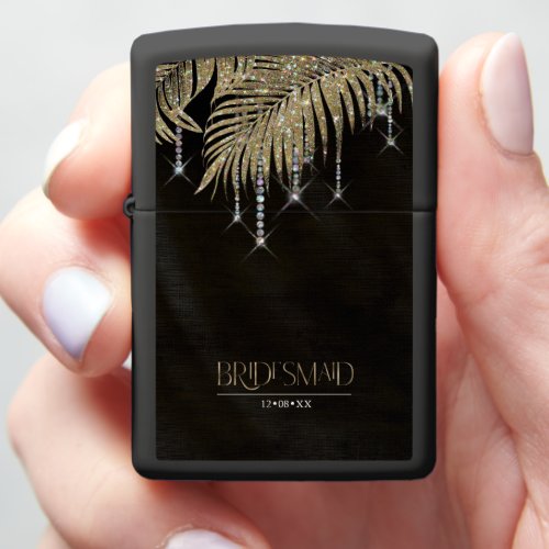 Jewel Palm Leaf Wedding Party Gold ID830 Zippo Lighter