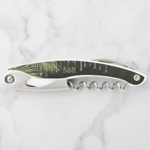 Jewel Palm Leaf Wedding Party Green ID830 Waiter's Corkscrew