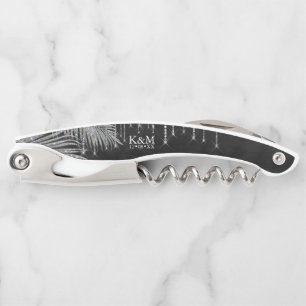 Jewel Palm Leaf Wedding Party Silver ID830 Waiter's Corkscrew