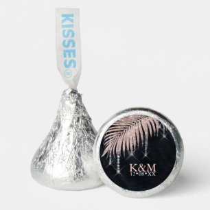 Jewel Palm Leaf Wedding Rose Gold/Nvy ID830 Hershey®'s Kisses®