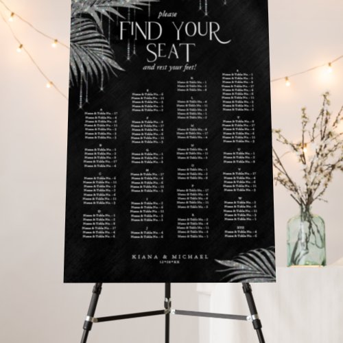 Jewel Palm Leaf Wedding Seating Chart Silver ID830 Foam Board