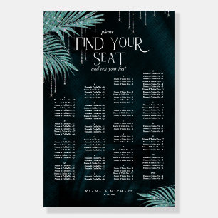 Jewel Palm Leaf Wedding Seating Chart Teal ID830 Foam Board