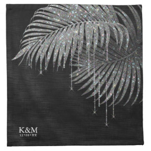 Jewel Palm Leaf Wedding Silver ID830 Cloth Napkin