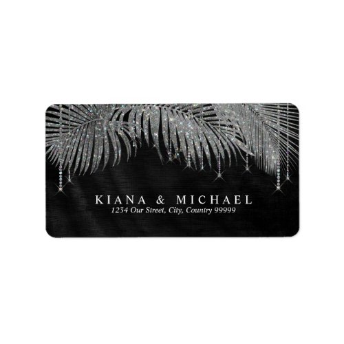 Jewel Palm Leaf Wedding Silver ID830 Label