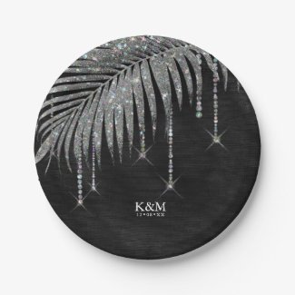 Jewel Palm Leaf Wedding Silver ID830
