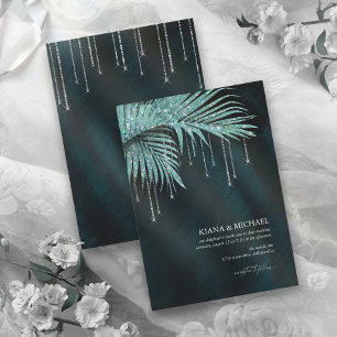 Jewel Palm Leaf Wedding Teal ID830