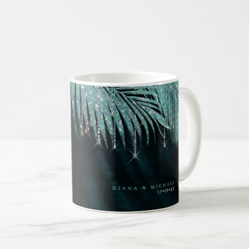 Jewel Palm Leaf Wedding Teal ID830 Coffee Mug