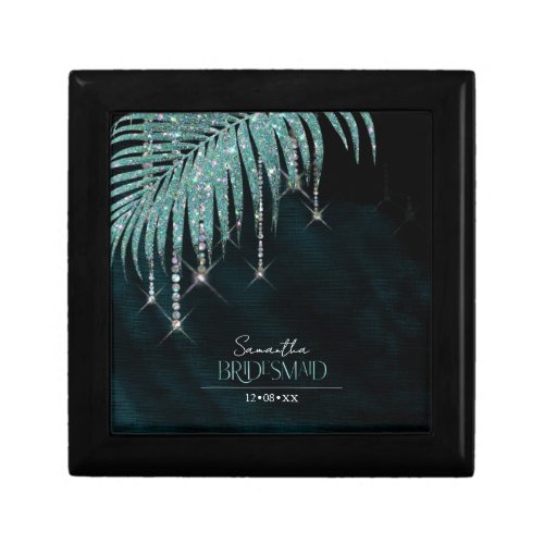Jewel Palm Leaf Wedding Teal ID830 Gift Box