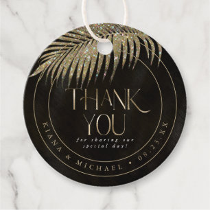 Jewel Palm Leaf Wedding Thank You Gold ID830 Favor Tags