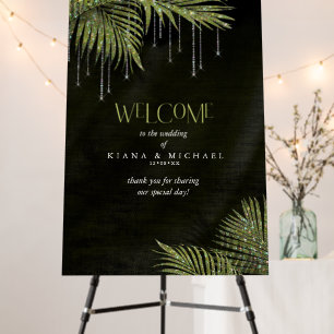 Jewel Palm Leaf Wedding Welcome Green ID830 Foam Board