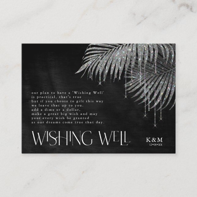 Jewel Palm Leaf Wishing Well V1 Silver ID830 Enclosure Card (Front)