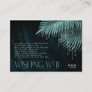 Jewel Palm Leaf Wishing Well V1 Teal ID830 Enclosure Card