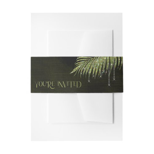 Jewel Palm Leaf Youre Invited Green ID830 Invitation Belly Band