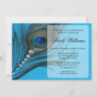 Jewel Peacock Feather Bridal Shower Invitations