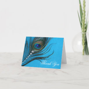 Jewel Peacock Feather Thank You Card