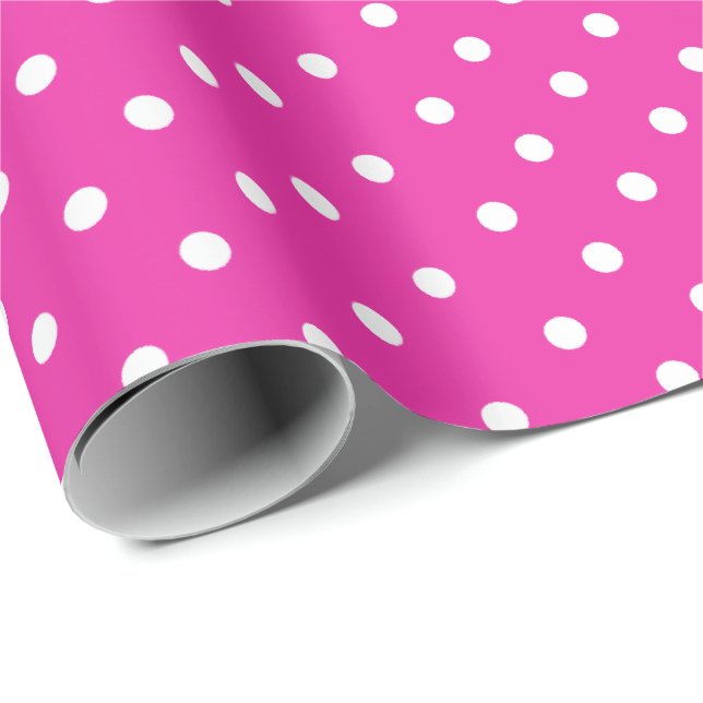 Jewel Pink | White Polka Dot Wrapping Paper (Roll Corner)