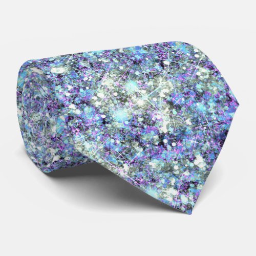 Jewel Purple Aqua Blue Mermaid Glitter Neck Tie