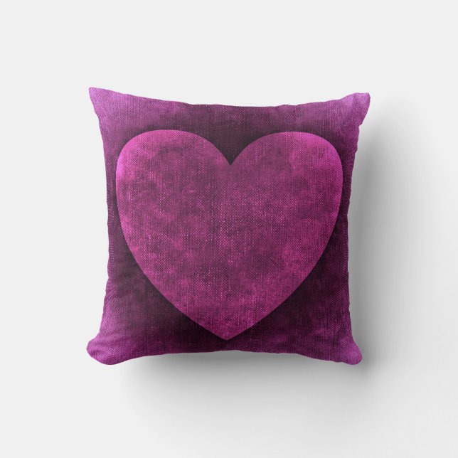 Jewel Purple Heart Textured Look Throw Pillow (Front)